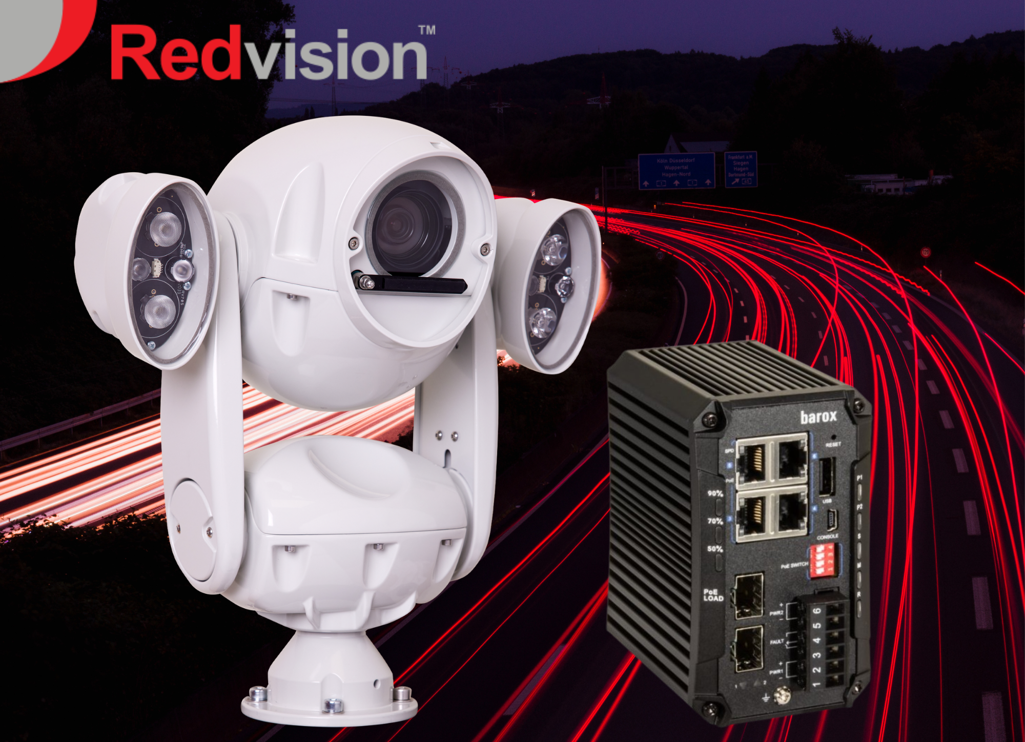 barox Ethernet PoE switches approved to power Redvision X4 COMMANDER™ PTZ camera