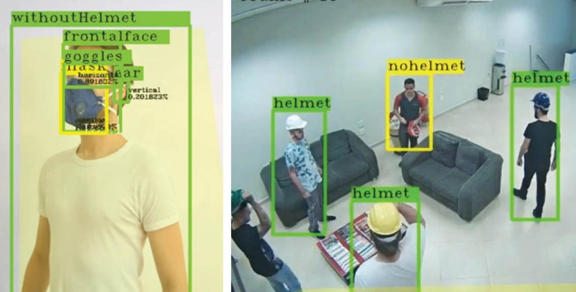 Redvision's VMS1000 IPX Analytics provides PPE face mask, goggles and helmet detection.